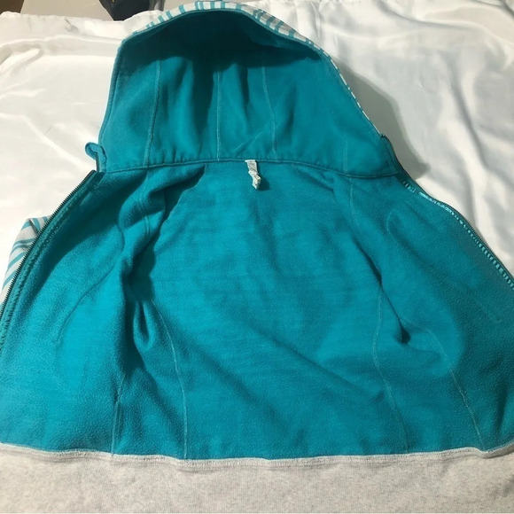 Lululemon teal and light grey striped scuba hoodie  (4) - Picture 9 of 11